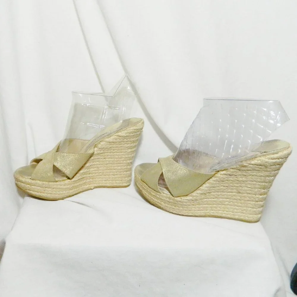 Jimmy Choo Shimmery Espadrille Slides Eu 39
